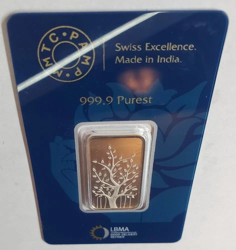 PAMP SUISSE 10 GRAM .999 FINE IN OFFICIAL ASSAY CARD With TREE OF LIFE SYMBOL!