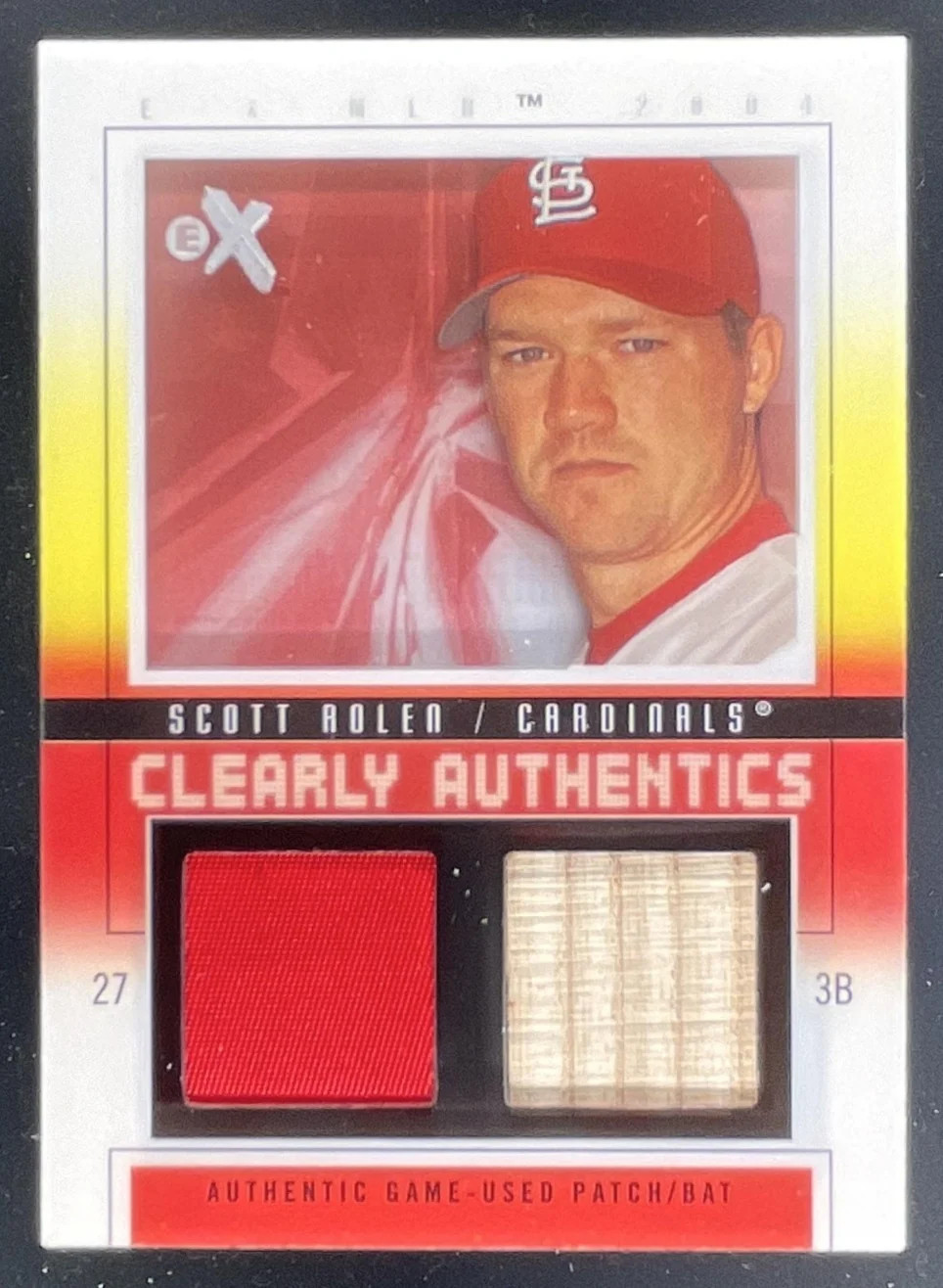 2004 Fleer E-X Clearly Authentics Pewter Bat Patch #CA-SR Scott Rolen MEM /44