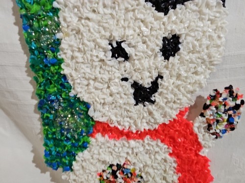  Vintage geschmolzen Kunststoff Popcorn Weihnachten Schneemann mit Baum/18 Zoll. - Bild 12 von 15