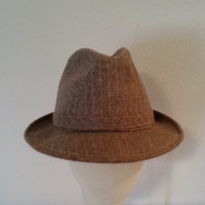 Adam Size Medium Brown Pinstripe Wool Fedora Hat Vintage Style Made In USA