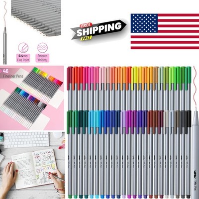 Fineliner Pens Set 46 Pack Assorted Colors Ergonomic Triangular Barrels