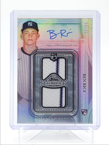 BEN RICE 2025 TOPPS STERLING GAME USED RPA PATCH AUTOGRAPH RC AUTO /25 ...