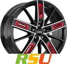 Ronal R67 Red Left jetblack-frontkopiert 8x19" ET35 LK5 112 ML 76 Alufelgen 1...