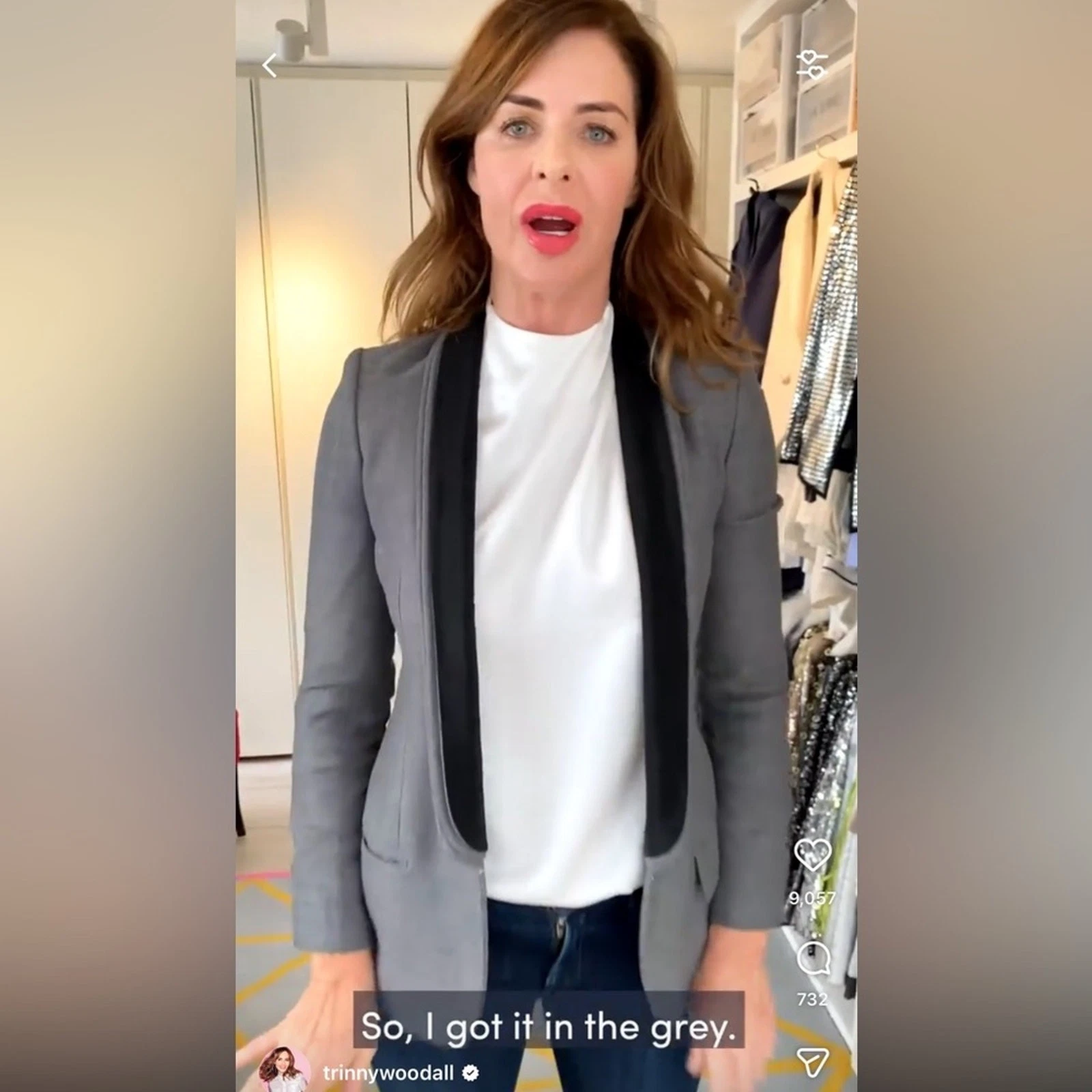 Stella McCartney — STELLA MCCARTNEY Mathilda Gray Wool Triple Lapel Tuxedo Jacket Trinny Woodall
