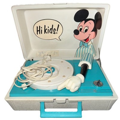 GE Mickey Mouse RP3122D Record Player Turntable Spins, No Needle