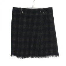 CHANEL Lion Button Tweed Fransen Rock #42 P46261V34350 Wolle Alpaka Nylon...