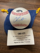 Chris Getz Signed OML Baseball Tristar Futures COA Chicago