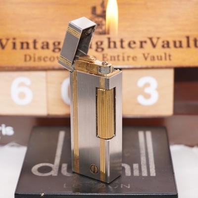 Dunhill Silver Rollagas Lighter Gold Line _Ultrasonically Cleaned_Working