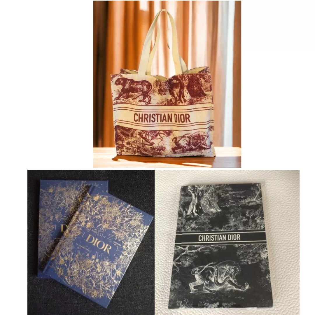 Sac fourre tout Christian Dior Wardujuy rouge et carnet 2022 Noël lot limité de 3