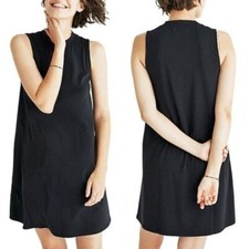 Madewell Women’s Size XS Mock Neck Swing Dress Solid Black Sleeveless Tank Dress