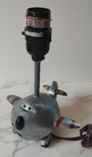Nursery boys room lamp airplane pilot Air Force motif silver blue red works 408