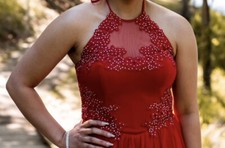 Davids Bridal Red Blondie Nites Formal Prom Dress Size 7