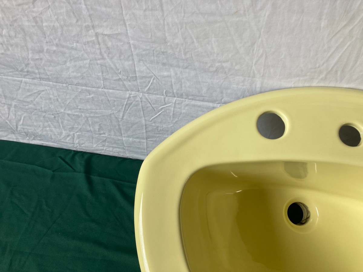 Vtg Citrus Yellow 21x17 Oval Self Rimming Drop In Sink NOS Crane
