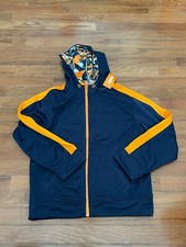 Gymboree Boys Hooded Zippered Navy Orange Jacket Size L Large 10-12 New