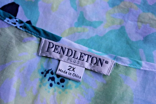 PENDLETON Gauzy Cotton Silk Floral Top V-Neck Long Sleeve Sheer Blouse 2X - Picture 4 of 4