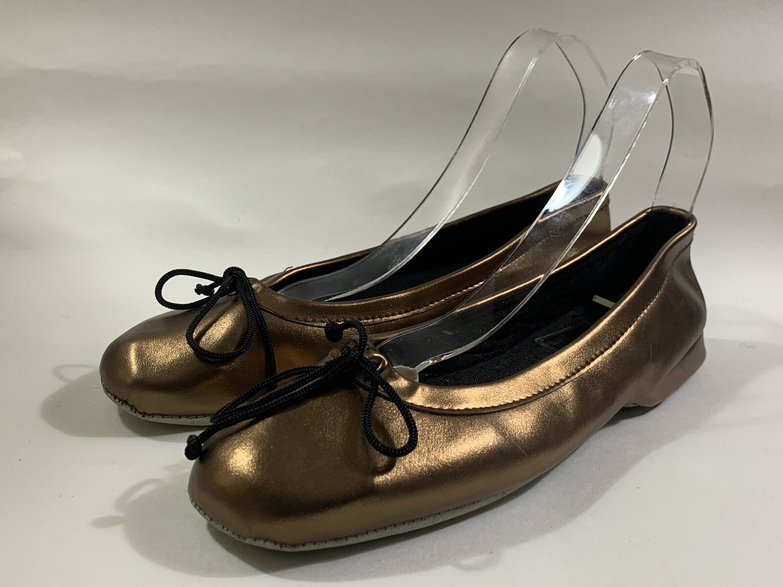 PANTOFOLA D’ORO The Slipper Shop Piastrelle Dolly Ballet Burro Oro Antico Morbido Pelle UK 7 EU 40