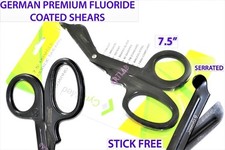 EMT PARAMEDIC SHEARS 7.5" STICK FREE FLUORIDE COATED SERRATED HEAVY DUTY BLACK
