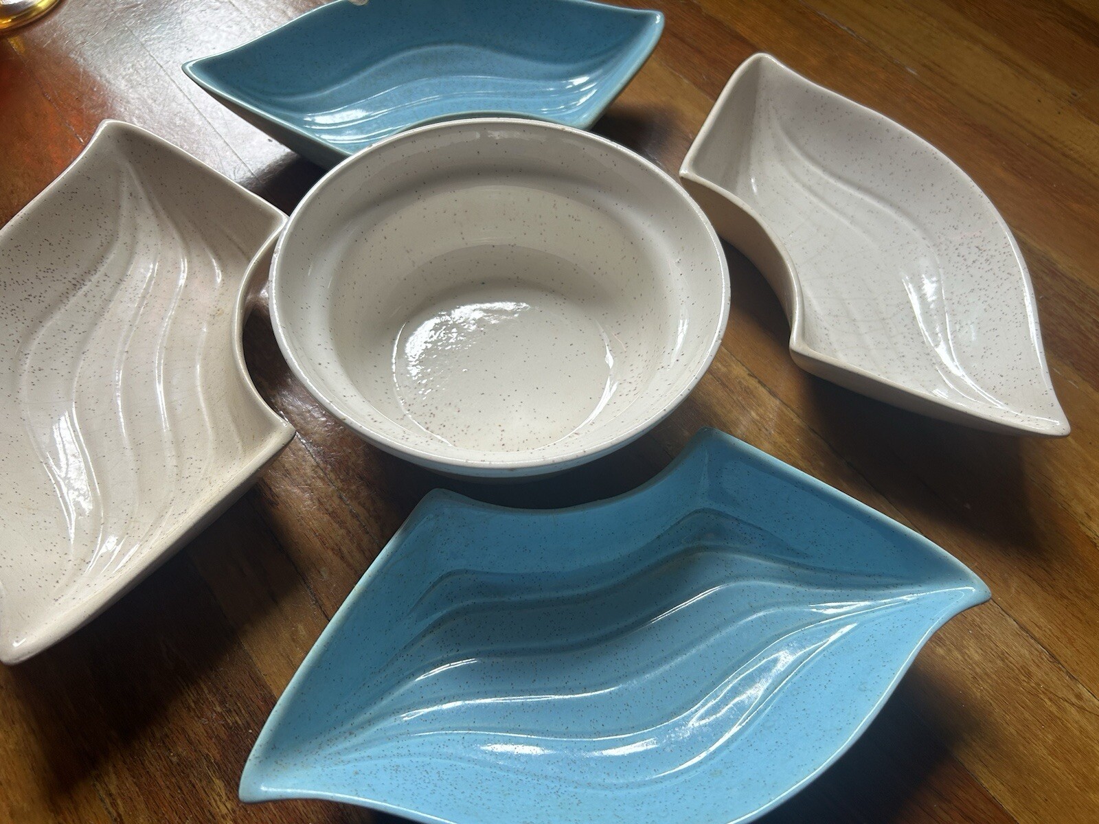 Mid-Century Serving Set, Lazy Susan 7-piece Set 