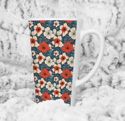 White & Red Flowers Japanese Coffee Tea Latte Mug Cup 17 Oz Ceramic by Mugzan