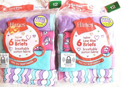 Hanes Girls' Cotton Low-Rise Briefs 6-Pack – Super Soft Underwear, Assorted Colors & Prints - View #4