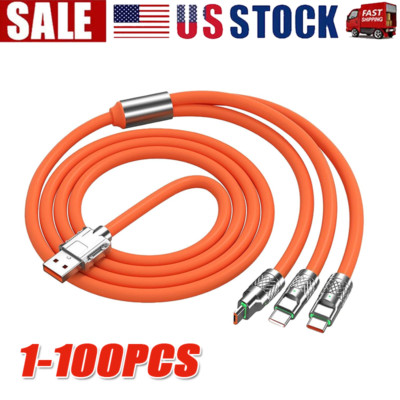 3 in 1 Fast Charging Cable Cell Phone Charger Cord For iPhone Type C Micro LOT