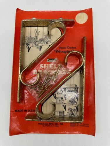 Vintage Hold All Decorative Wrought Iron Shelf Brackets NOS Gold - 第 1/5 張圖片