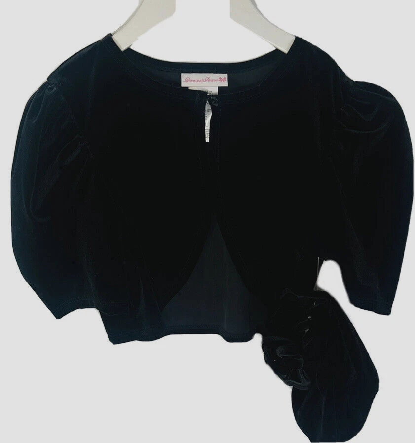 Bonnie Jean Holiday Shrug XL Girls w/matching bag purse Christmas velour NWT $30 - Image 2 of 4