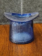 Vintage Blue Glass Tophat Shaped Ashtray