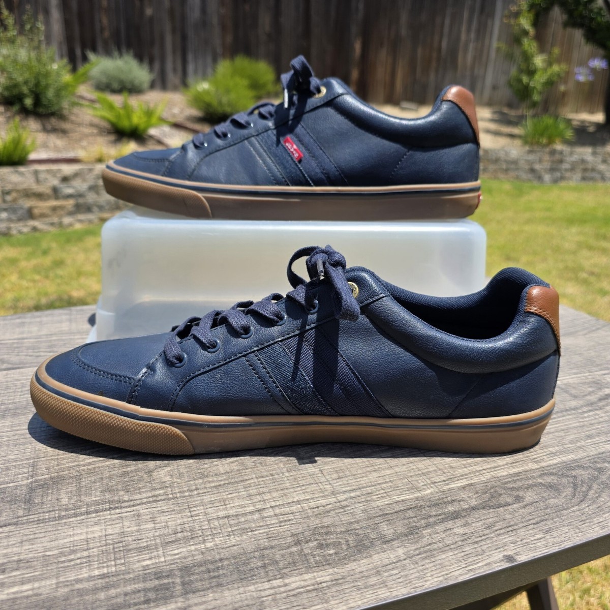 Levi's Turner Sneakers Mens 13 Comfort Navy Blue & Brown Athletic