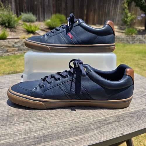 Levi's Turner Sneakers Mens 13 Comfort Navy Blue & Brown Athletic Shoes EUC - Picture 2 of 11
