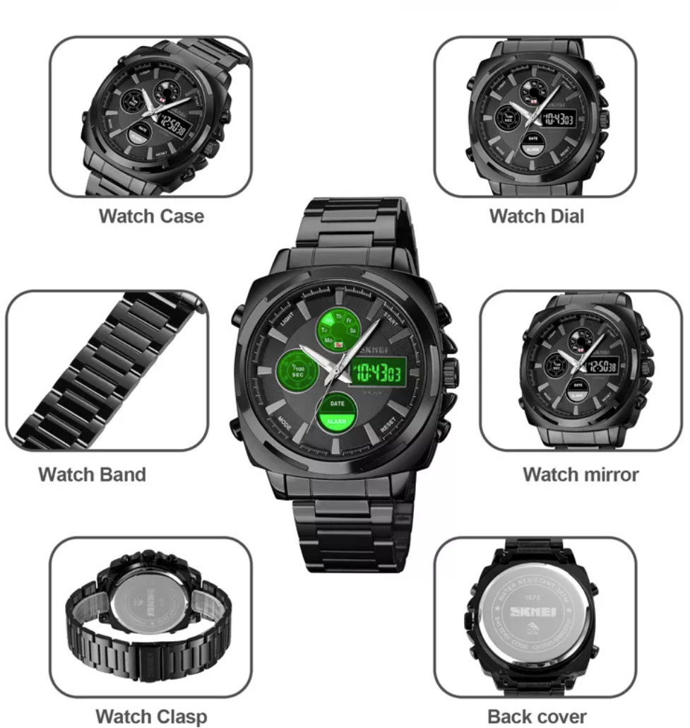 SKMEI Men's Fashion Business Luxury Digital Watch Dual Time Sports