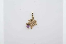 Estate Yellow Gold Amethyst Charm Pendant 14k 0.20 TCW Vintage Fine Jewelry