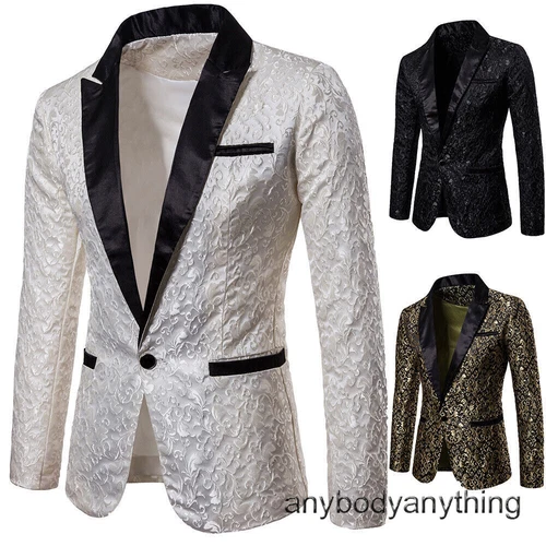 Herren Jacquard Smoking Anzug Sakko Abendessen Party Abschlussball Hochzeit Blazer Jacken Mantel - Bild 4 von 28