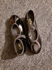 Kids Black Patent Leather Tap Shoes size 12.5