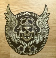 Aufn&auml;her Totenkopf Skull Wings Kolben R&uuml;ckenaufn&auml;her Biker Patch  XXL