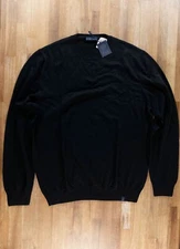 FAY black virgin wool crewneck sweater Size 56 IT / 3XL authentic NWT Italy