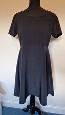 Uniqlo Black Skater Dress. Size Large. 2 Fabrics. Fit And Flare