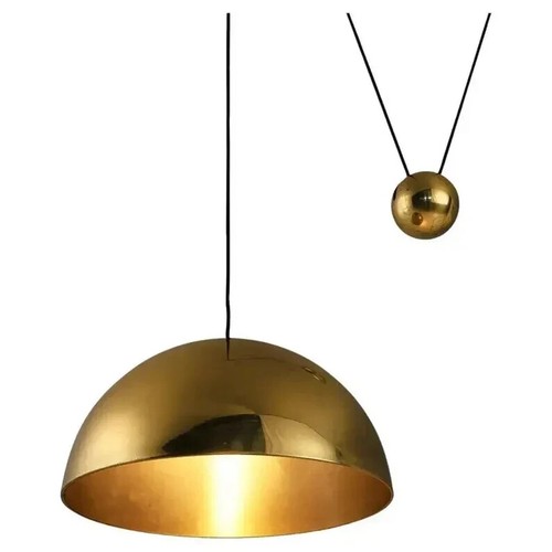 Mid Century Italian Brass Pendant Shade Flush Mount Chandelier Fixture Light - Picture 6 of 10