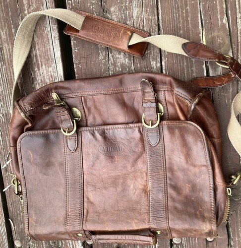 Vintage Dakota Tumi Steer Hide Brown Leather Messenger Bag / Briefcase / Duffle - Picture 5 of 6