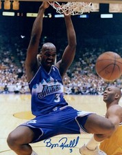 BRYON RUSSELL Autograph Signed 8x10 Photo #5 NBA UTAH JAZZ 
