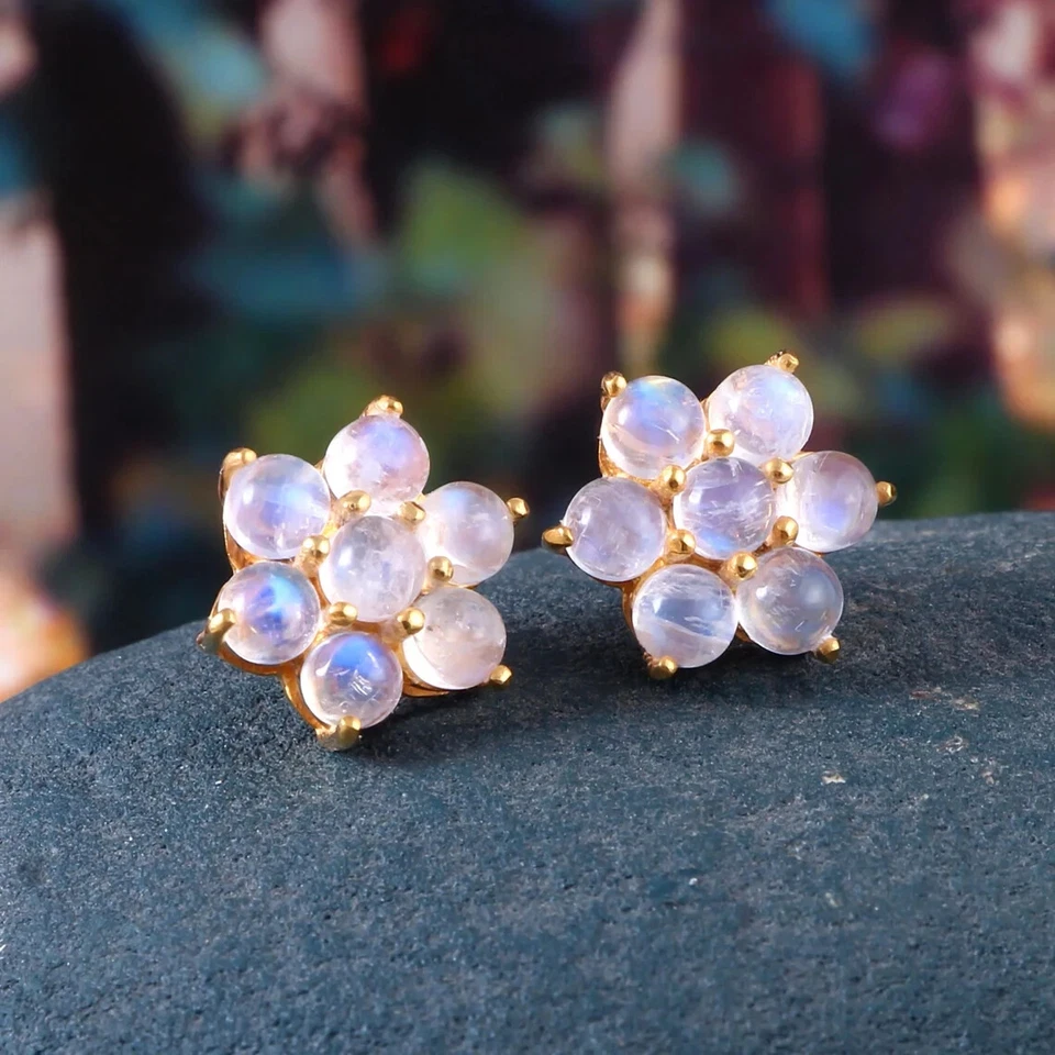 Gemelos de plata de ley 925 chapados en oro piedras preciosas de luna natural regalo para él Foto 3 de 4