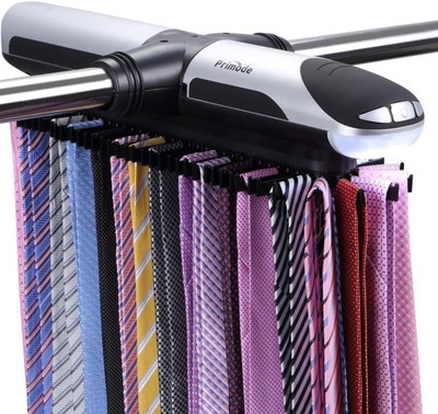 Motorized Tie Rack Closet Organizer with LED Lights Includes J Hooks for Wired S