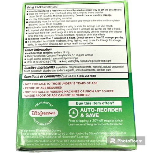 Walgreens 244720 Lozenge for Anti Smoking Mint for sale online eBay