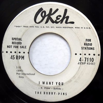 BOBBY PINS strong VG 45 I Want You Darling Don't Leave Me PROMO Teen R&B R&R E89