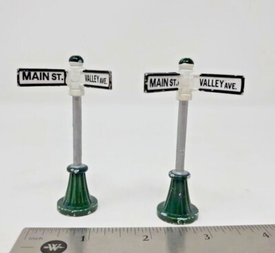 Lemax Main Street Valley Street Signs Post Christmas Village Vintage 1999