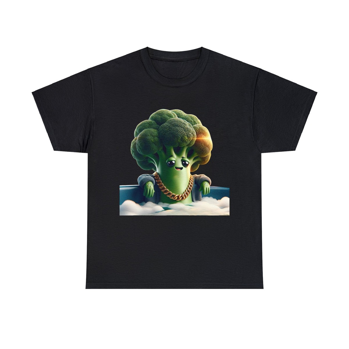 Adult Unisex T Shirt Funny Humor Graphic Tee Gangster Broccoli in