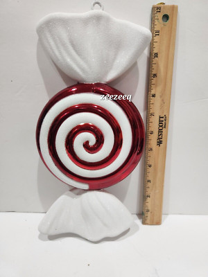 Christmas Candy Cane Gingerbread Peppermint Large Ornaments Red White Decor 12''