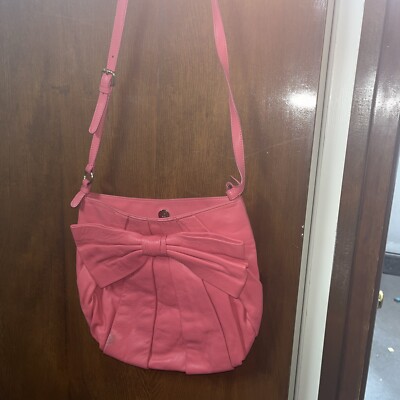 Red Valentino Women's Pink Bow Decorated 100% Leather Shoulder Bag
