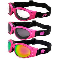 3 Birdz Eagle Womens Goggles Pink Frame Pink Mirror Clear  Smoke Lenses