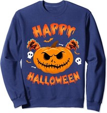 Happy Halloween Funny Pumpkin Happy Halloween Unisex Crewneck Sweatshirt